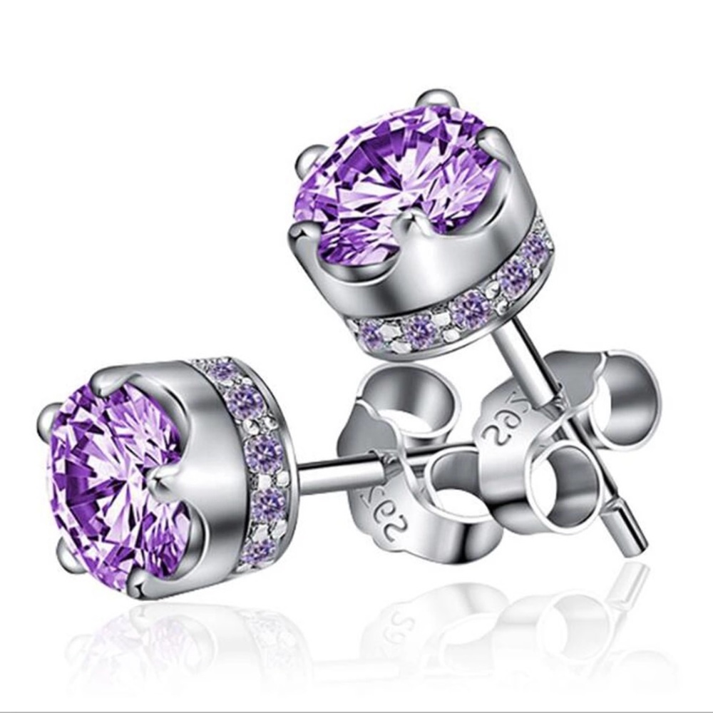 PURPLE .925 CRYSTAL EARRINGS